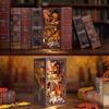 Twilight Cabin Bookends: DIY Wooden 3D Puzzle House Model, Handmade Building Blocks, Assembled Toy Gift.