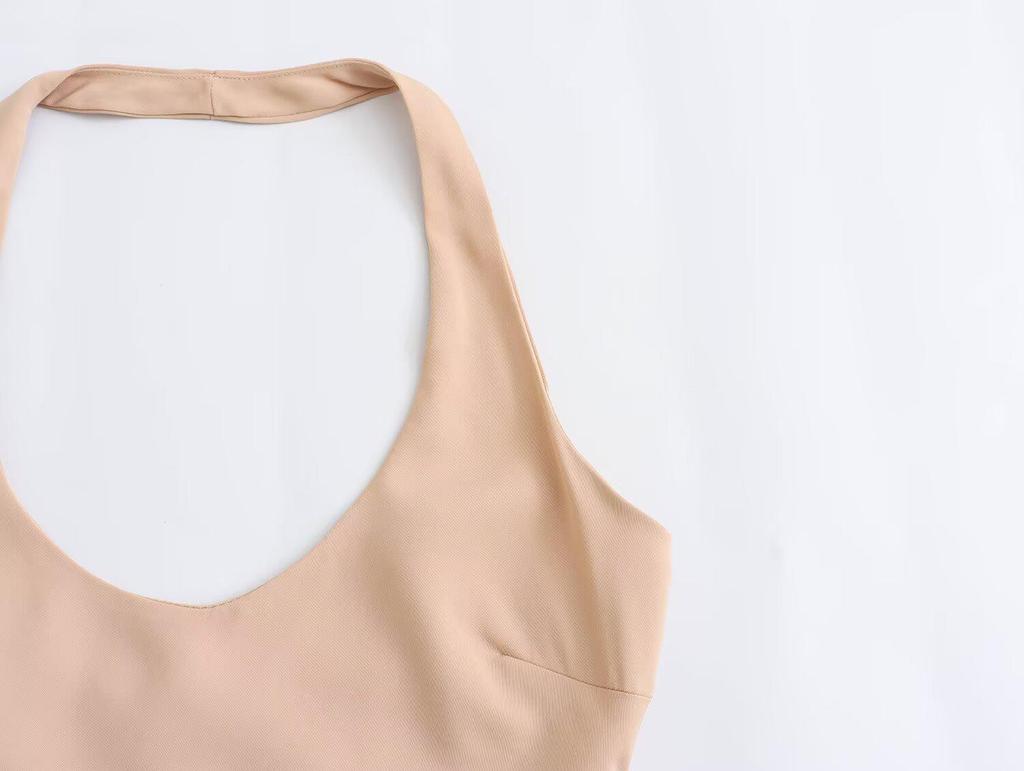 2025 Spring Women's European & American Style French Fashion Versatile Halter Neck Slim Dress