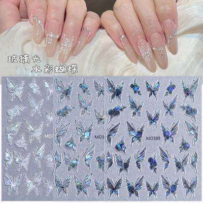 Nail Art Φως Κοχυλιού Λέιζερ Πεταλούδα Αυτοκόλλητο Nail Art Ανάγλυφο Τρισδιάστατο Σούπερ Νεραϊδένιο Aurora Πάγος Διαφανές Αυτοκόλλητο Νυχιών για Φορέσιμο