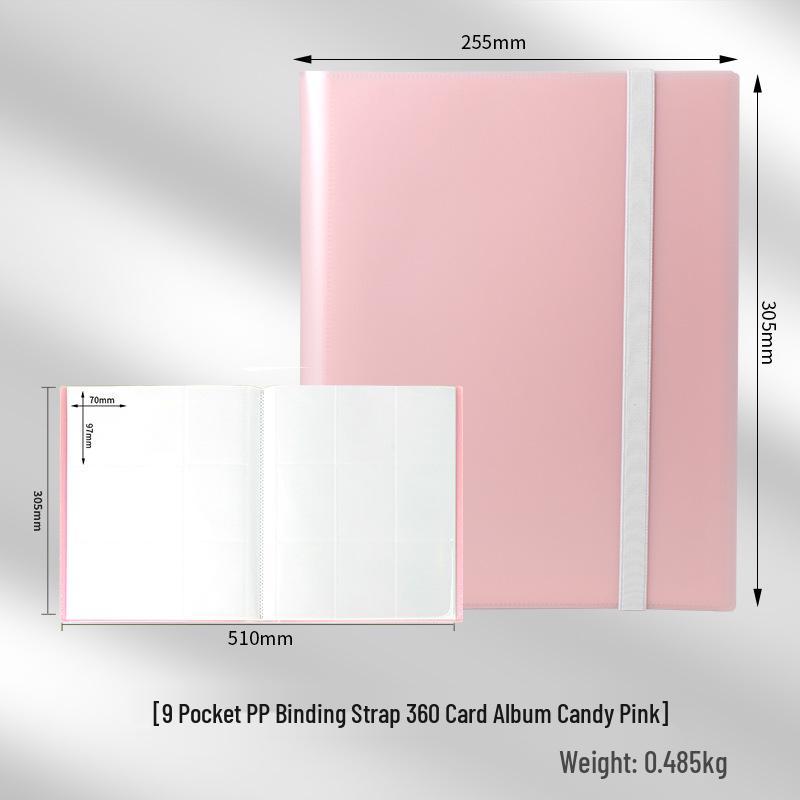 4-Pocket Solid Color PP Card Storage Album with Elastic Band, Large Capacity for Game Cards or Photos - Holds 160 Cards