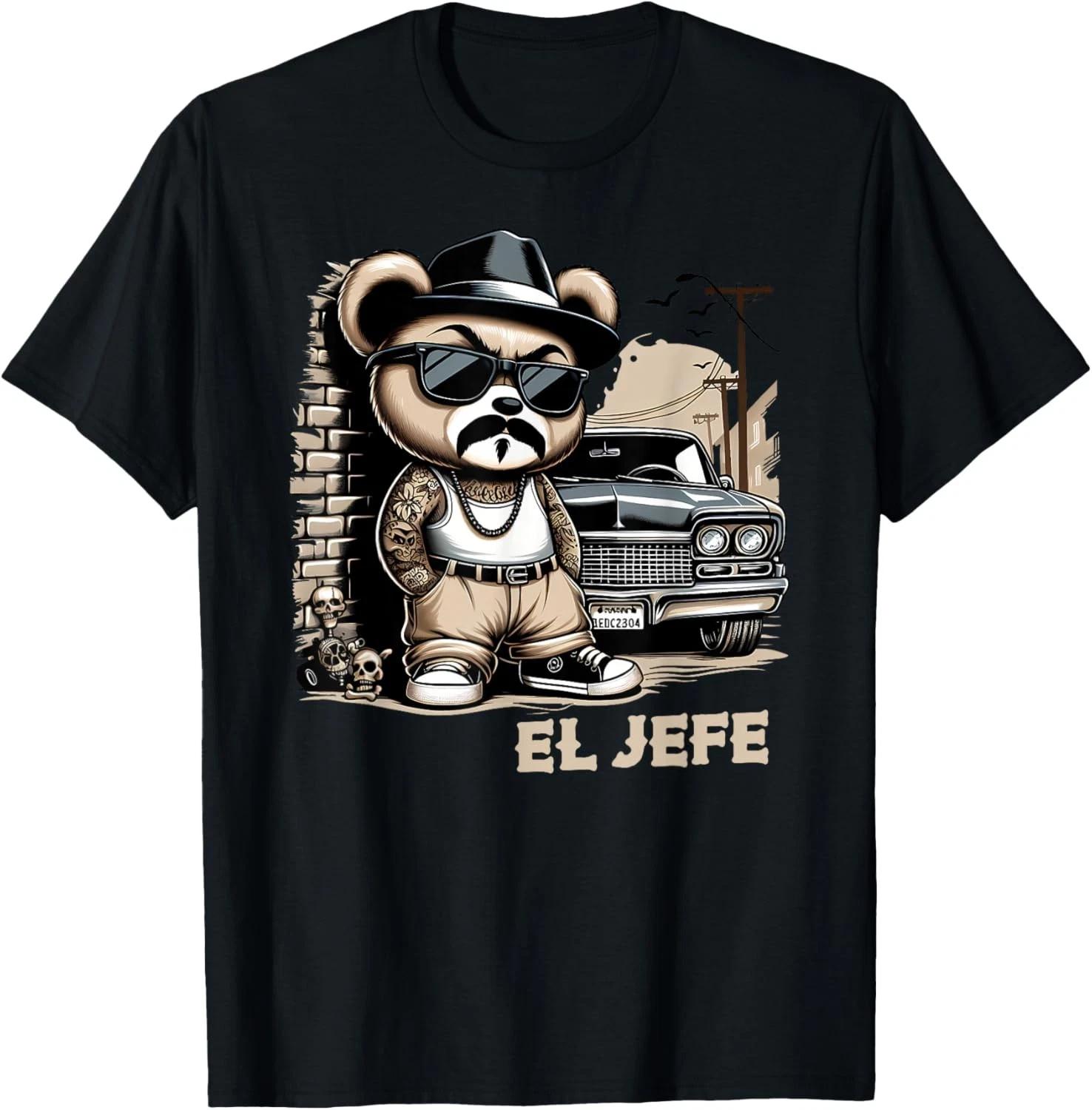 EL JEFE Hip Hop Teddy Bear Lowrider Shirt Chicano Cholo T-Shirt S