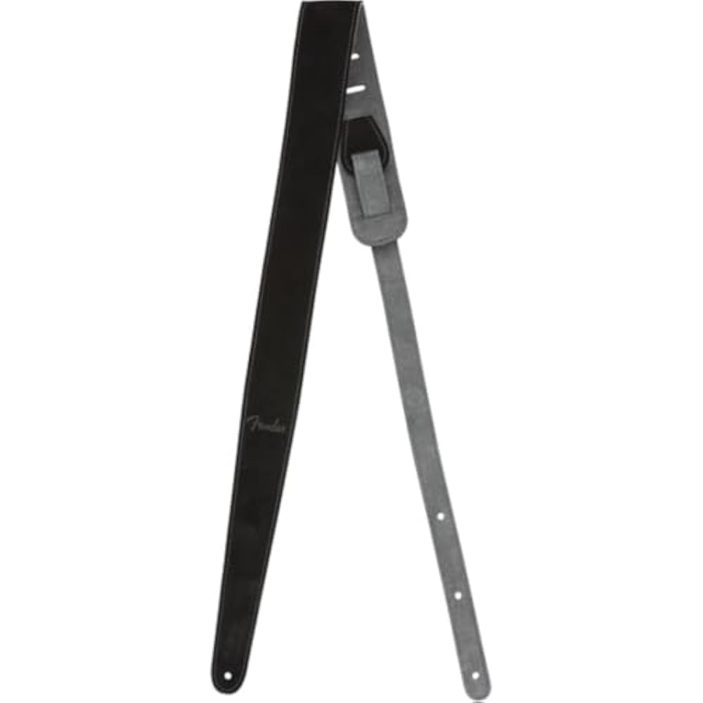 Fender Strap 2” Suede Strap, Black/Gray, Reversible