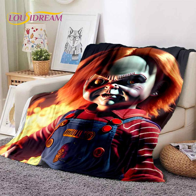 Hororový film Chucky Pennywise Halloween Pila Postava Deku, Měkká Přehozová Deku pro Domov Ložnici Postel Pohovku Piknik Cestovní Kryt