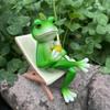 Resin Frog Sit Chair Sculpture Cute Frog Desktop Figurine Rocking Chair Frog Statue  Gift Giving