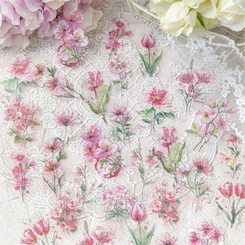 20-Sheet Vibrant Ink Botanical Illustration Stickers, Elegant Floral/Herb Motifs Smooth Surface, Easy to Peel for Handmade Card