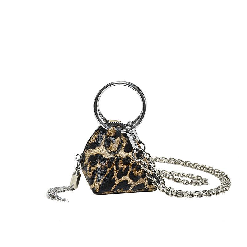 

Vintage Leopard Crossbody Bag Luxury Designer Mini Sling Bags Triangle Handbag Coin Purse Khaki Brown Pu Leather Bag Black