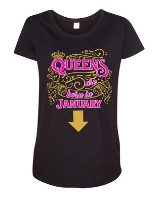 Queens Are Born In January Crown Birthday Funny Maternity DT T-Shirt Tee Unisex T-Shirt
