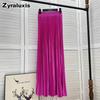 Neuer High Waist Rüschen-Halbrock Damen Fließender Elastischer Bund Vielseitig Schlankmachend Elegant Einfarbig Langes Kleid