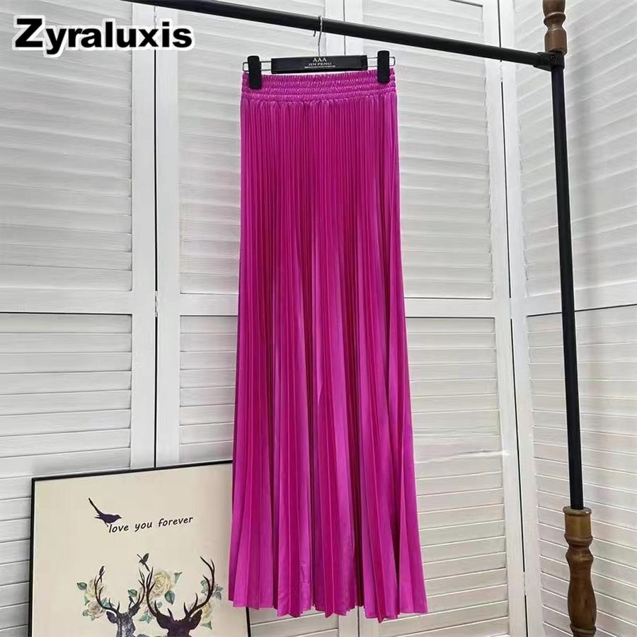 Neuer High Waist Rüschen-Halbrock Damen Fließender Elastischer Bund Vielseitig Schlankmachend Elegant Einfarbig Langes Kleid