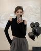 Sexy Pure Desire Semi-High Neck Off-Shoulder Slim Fit Long-Sleeve Women's Top: Autumn/Winter Trend
