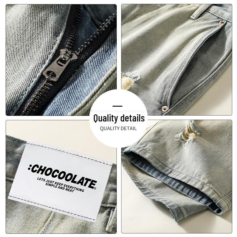 :Pantaloncini Bermuda in Denim Vintage Usurato da Uomo CHOCOOLATEit