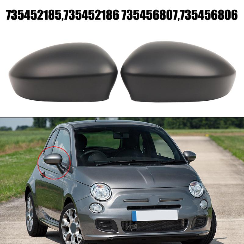 Driver and Passenger Rearview Mirror Cover Matte Black ABS for Fiat Grande Punto 2009 to Exterior Housing