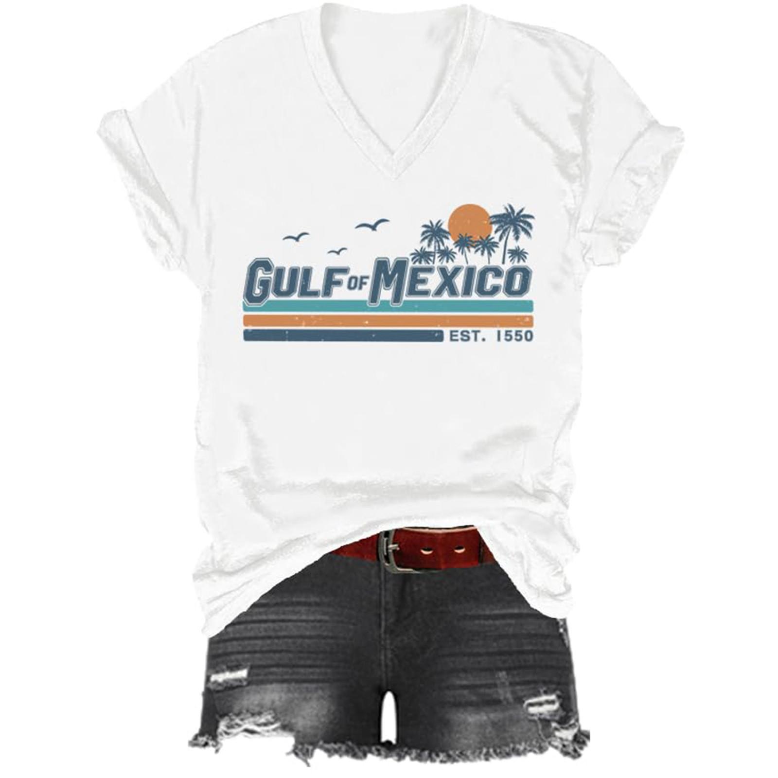 

Женская футболка, повседневный свободный пуловер с v-образным вырезом и короткими рукавами с принтом S