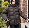 Large twill hooded cotton-padded clothes women's belt waist medium and long distribution physical stall