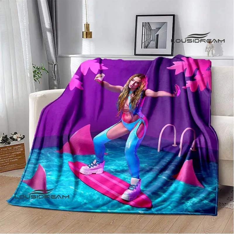 Spanish singer Lola índigo printed blankets Flange Warm blanket soft and comfortable blanket picnic blankets birthday gift