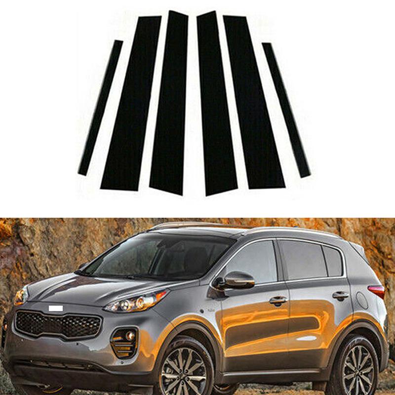 Glossy Black Pillar Posts Window Door Trims Sticker Cover Kits Auto Styling Fit for KIA Sportage 2017 2018 2019 2020 2021 2022