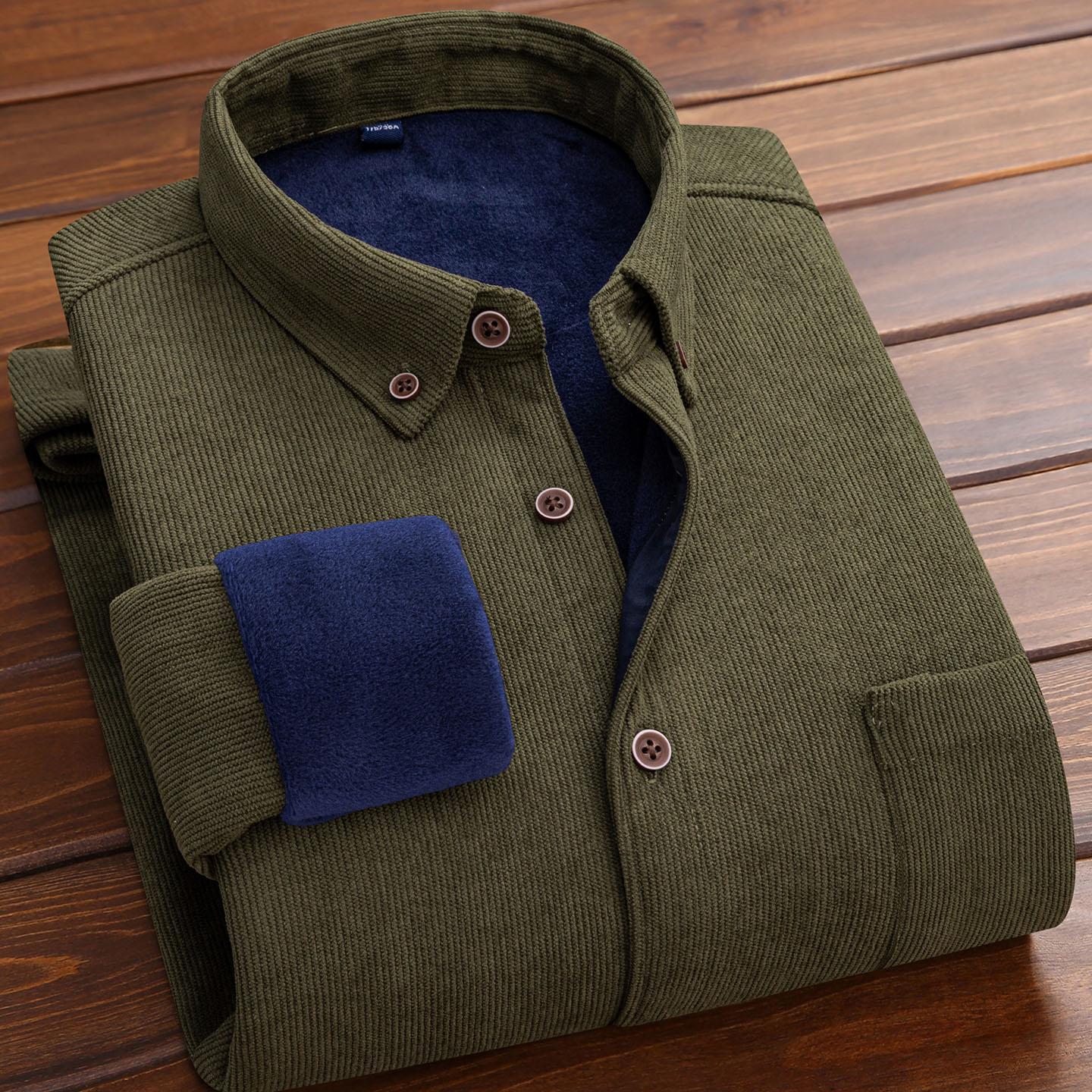 

Зимняя толстая теплая повседневная рубашка из вельвета для мужчин, 2 слоя с длинным рукавом, обычная посадка, офисные мужские рубашки для отдыха, топы 6XL