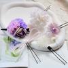 FASELE Hair Accessories Set of 6: Artificial Flowers, Hairpins, U-pins, Ping Pong Chrysanthemums, Baby's Breath, Bow Knots, for Coming-of-Age