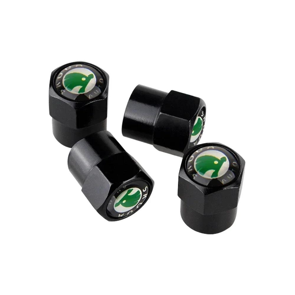 BASQ5 4pcs Car Tyre Wheel Stem Air Valve Cover Caps for Skoda Octavia Rapid Citigo Fabia Kamiq Karoq Kodiaq Roomster Scala Superb Yeti