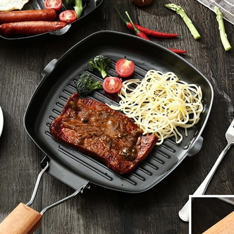Portable 9.5Inch Nonstick Cooking Pan With Striped Bottom Skillets For Even Heat Distribution And Easy Cleaning