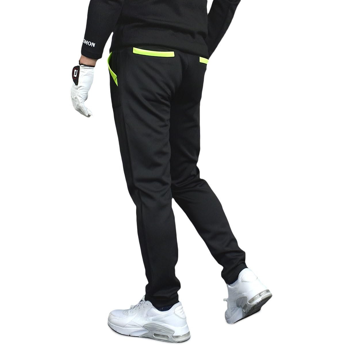 Мужские брюки для гольфа COMON GOLF, Эластичные, Зауженные, Ткань Понте, Карманы, Весна/Осень, Размер XL, CG-22006, Черный/Желтый