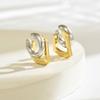 Gold Silver Double Layer Earrings Two-tone Design Huggie Earrings  Party Jewelry