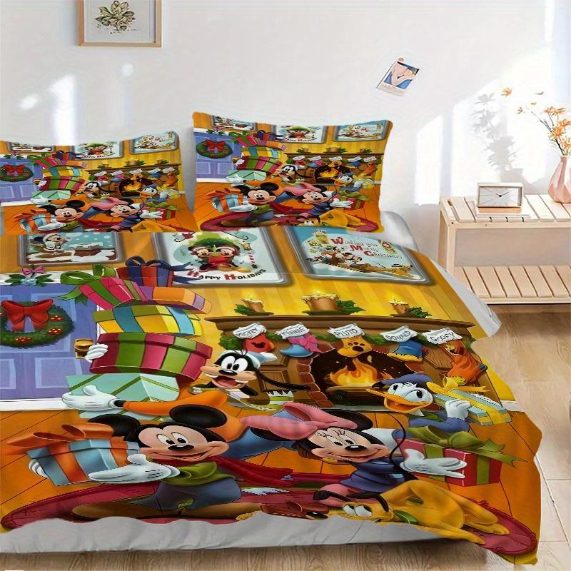 

3pcs Christmas Holiday Gifts Mickey Minnie Pluto Goofy Donald Duck Quilt Cover Set, Soft and Cozy Bedroom, Guest Room and Dorm Decorative Be 135x200cm