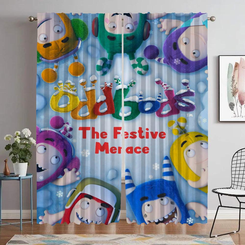 Oddbods Blackout Curtain for Room 2 Panel Elegant Room Curtains Shades Halloween Decoration Partition Tulle for Bedroom Living