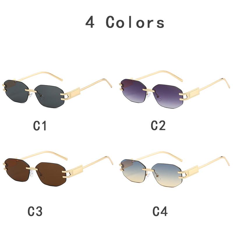 Ny Designer Mote Merke Luksus Solbriller Kvinner Menn Vintage Rammeløse Trendy Shades Briller Reise Fest Sommersolbriller