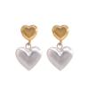 Color-block Frosted Love Earrings Women's Sweet Senior Sense Vintage Minimalist Elegant Everyday Ear Jewelry