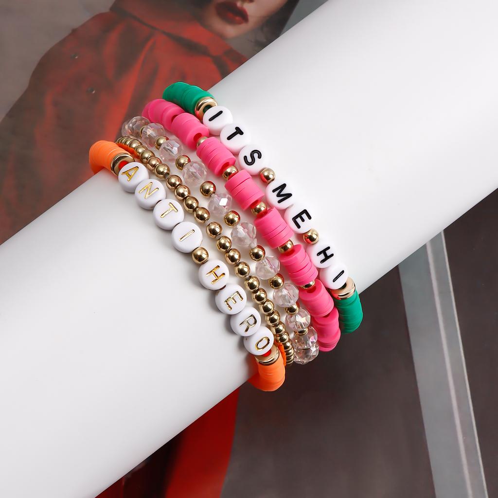 Color alphabet beaded bracelet friendship bracelet swiftie music festival bracelet gift