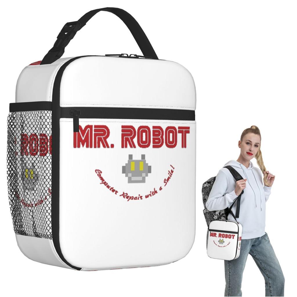 Mr Robot Logo F Society Hacker Insulated Lunch Bag for Women Kids Leakproof Food Boxes Thermal Lunch Box Tote