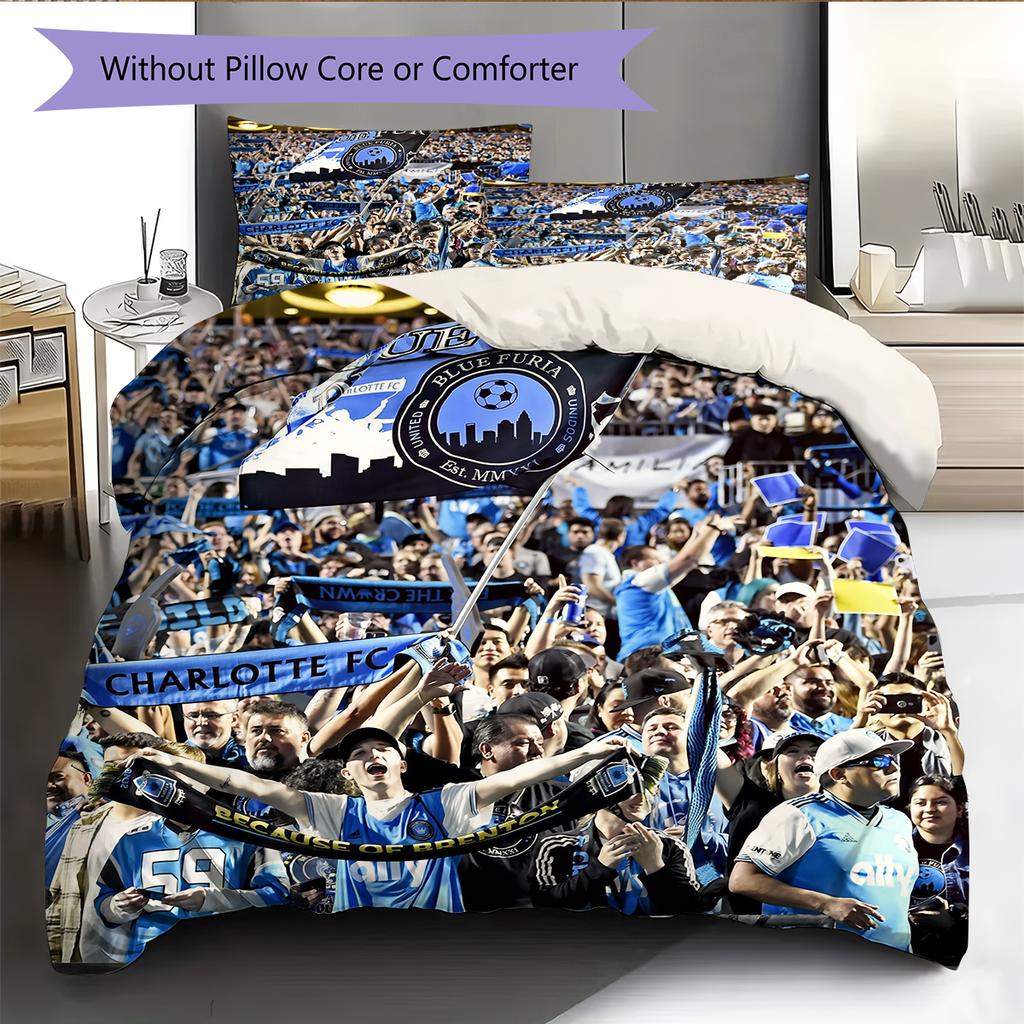 Charlotte FC Pattern Bedding Home Decoration Birthday Gift (1 * duvet cover + 2 * pillowcase, without core)