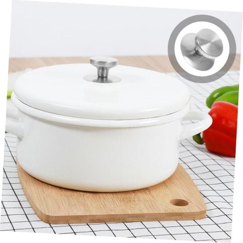 LALADEFIEE 2-Piece Replacement Pot Handles, Lid Knobs, Heat-Resistant Plastic, Boston Shape, 5.6*4*2.6cm (Silver)
