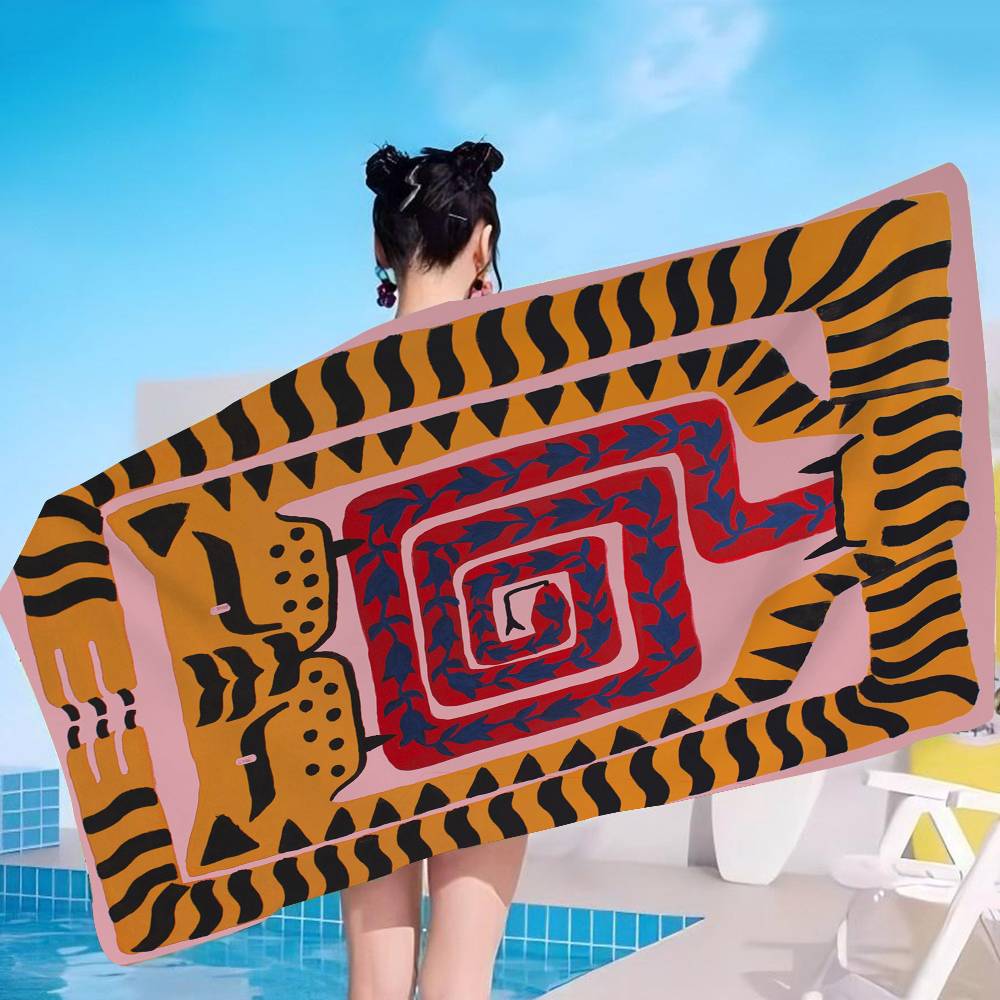 Égypte Tigre Abstrait Coloré Grande Serviette de Plage en Microfibre Serviette à Séchage Rapide Serviettes de Plage Sablonneuses Serviette de Piscine pour Voyage Natation Piscine Yoga