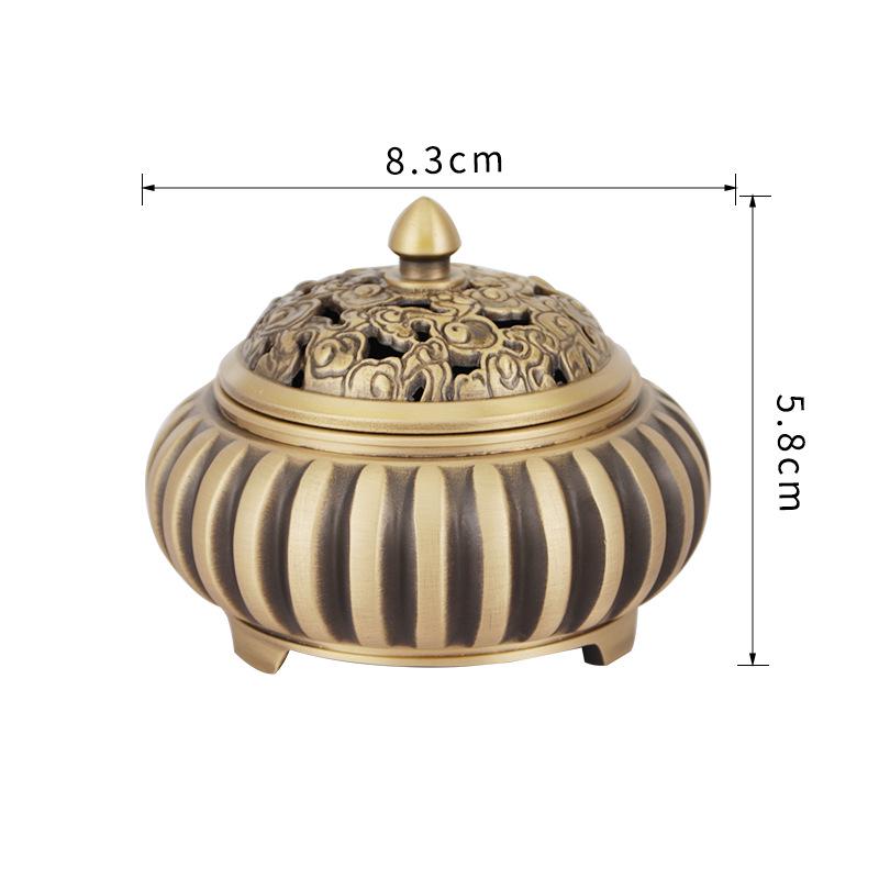 

Vintage Chinese-Inspired Brass Pumpkin Incense Burner with Plate for Zen Décor