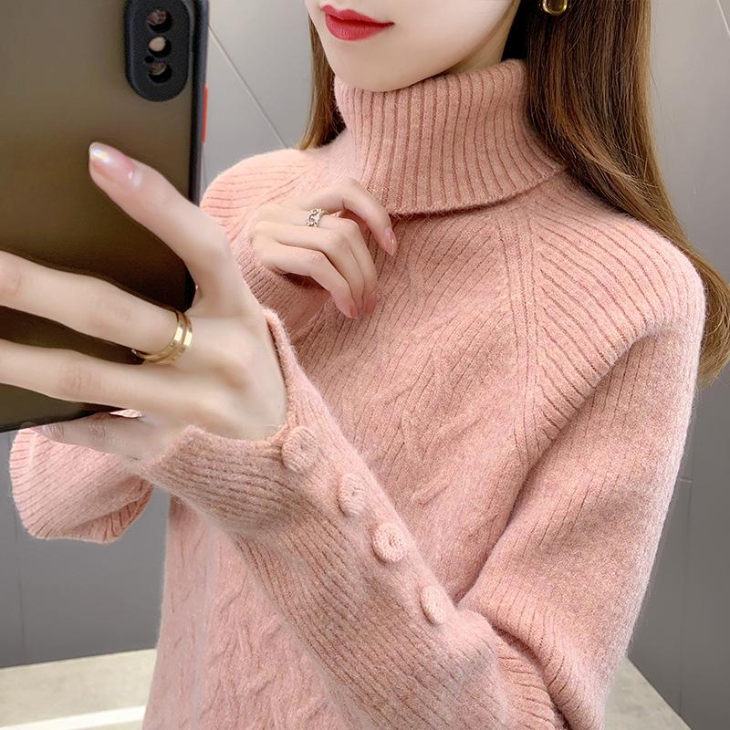 

Женский жаккардовый свитер с длинными рукавами и высоким воротом, большой размер, повседневный джемпер с высокой эластичностью XXL