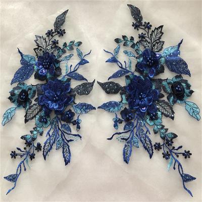 Rhinestone Mesh Embroidery Fabrics Lace Dress Cloth Patch Clothes Repair Flower Beaded