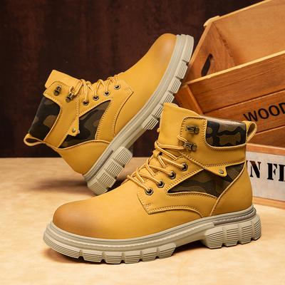 Mode Mode Herbst Winter Hohe Schuhe für Herren Neue Designer-Stiefeletten Männliche Lässige Botas Männliche Schnürung Plateau Motorradstiefel