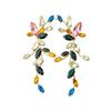 High-End Rhinestone Leaf Tassel Earrings: Eye-Catching Pendant Accessories for Women, Perfect for Vacations and Parties