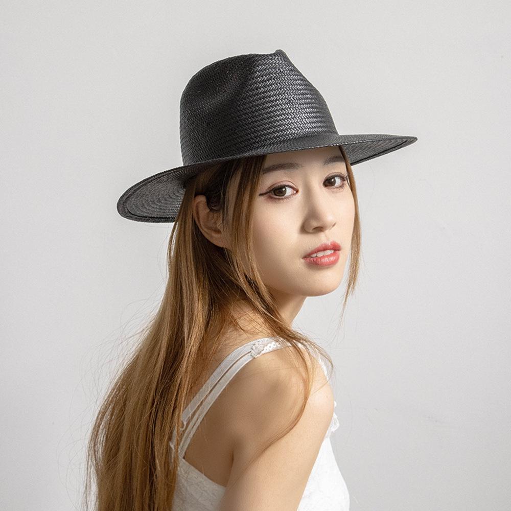 European and American Fashion Casual Hand-woven Papyrus Wide-brimmed Jazz Hat Summer Outdoor Travel Sun Protection Sunshade Straw Hat Tide