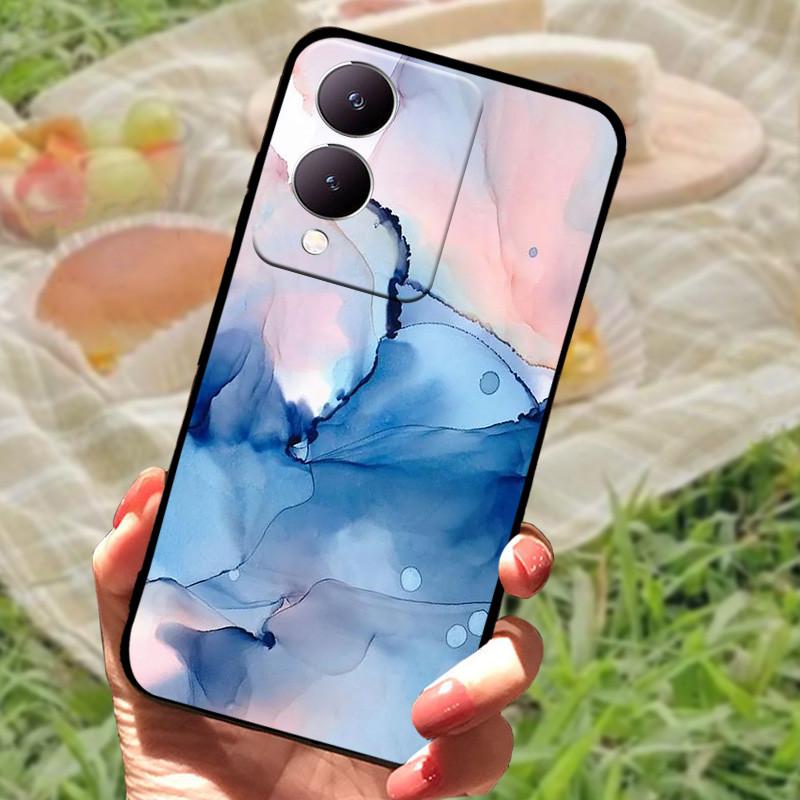 Für Vivo Y17s Hülle Mode Cartoon Schwarz Silikon Weiche Rückseite Hülle Für Vivo Y17s Handyhülle Cover 6,56" Y 17 s Funda Coque