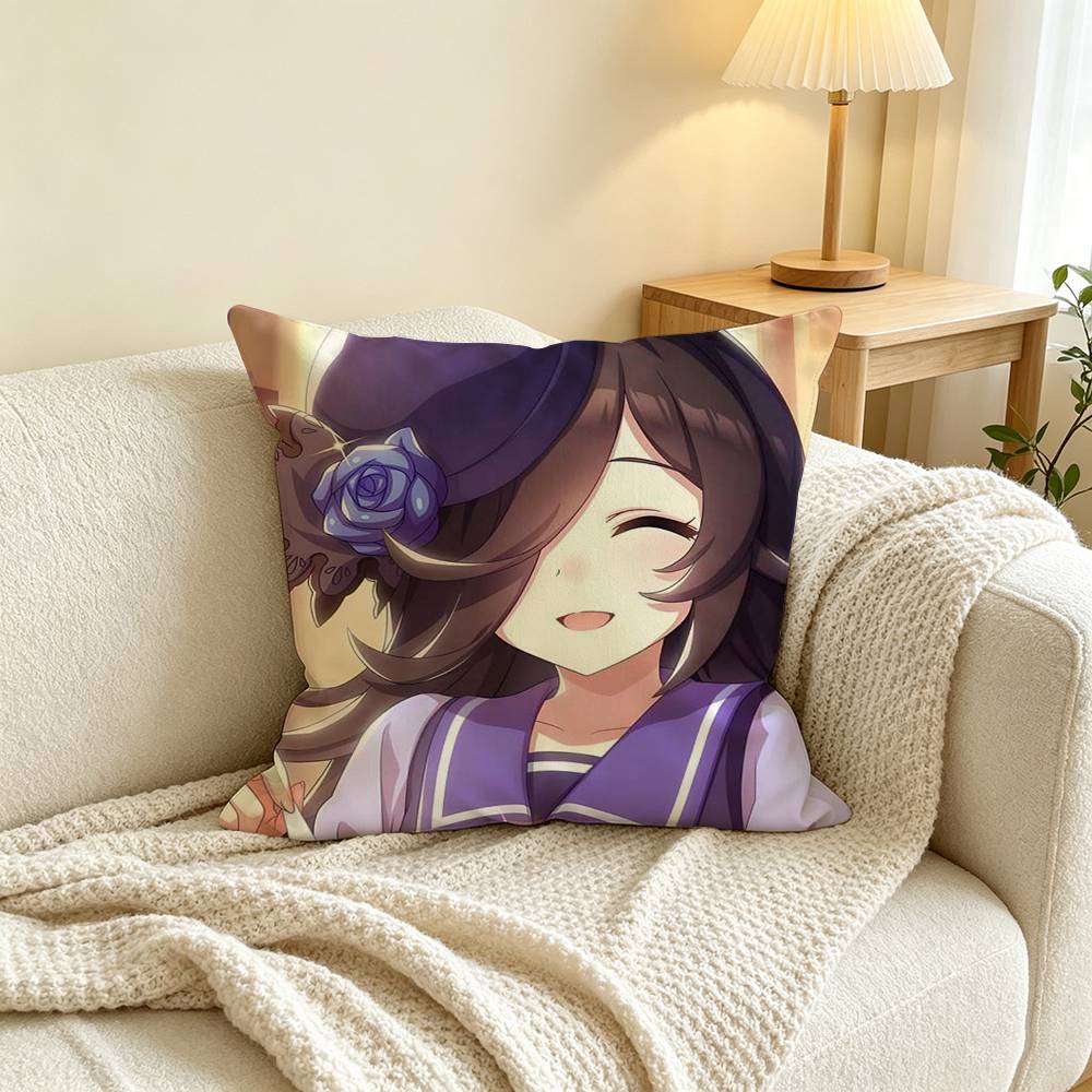 U-Umamusume P-Pretty D-Derby Square Double-Sided printed Pillow Case Bedroom Bedside Pillow Sofa Cushion Cover