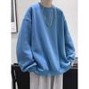 Men's 320g Heavyweight Round Neck Loose Pullover Hoodie - Autumn Long Sleeve Solid Color Outerwear.