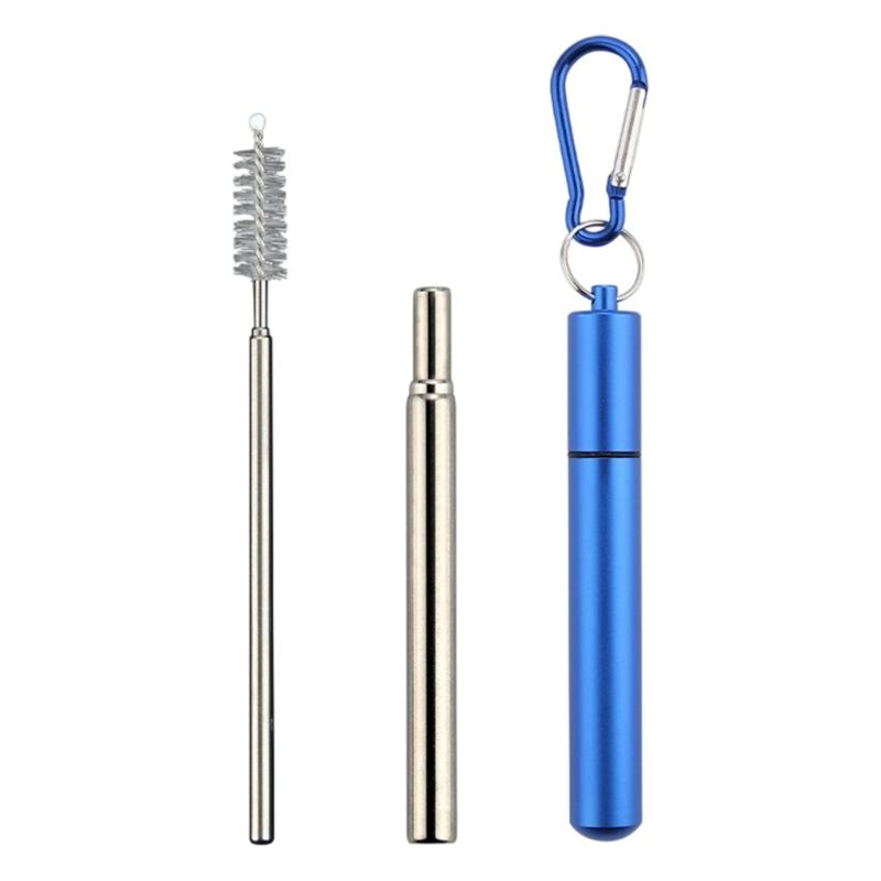 Travel Drinking Straw Bundle With Metal Extendable Straw, Cleaning Brush and Storage Storage Case for Daily Carry and Outings
