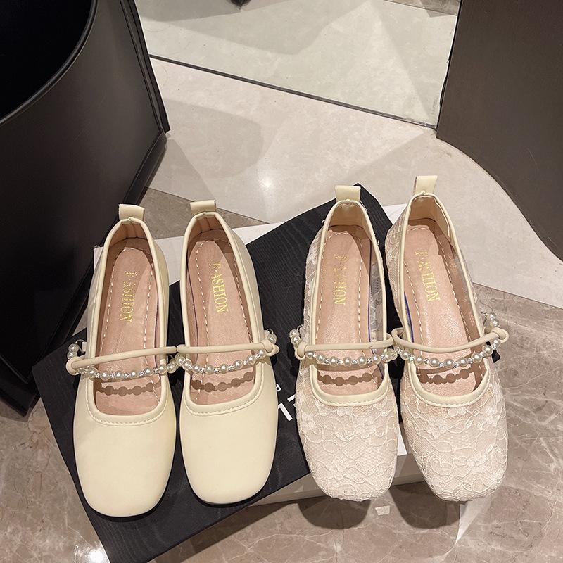 Single Shoes Women's Flat Bottom 2025 New Spring and Summer National Style Temperament Lace Hollow Breathable with Skirt Cheongsam Doudou Shoes