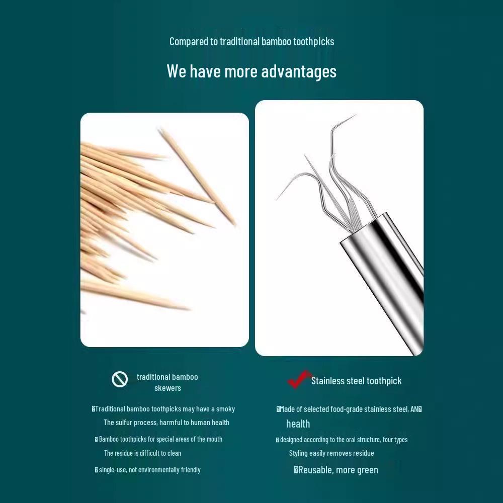 Portable 304 Stainless Steel Toothpick - Ultra Fine Metal Cleaning Tool