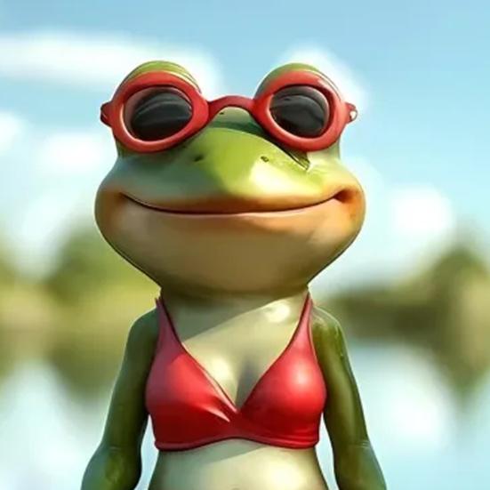 Meditation Bikini Frog Statue Indoor Outdoor Garden Sitting Frog Figurine