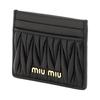 Miu Miu Matelassé Metal Logo Decorated Soft Lambskin Card Holder Women Accessories Black 5MC076-2FPP-F0002