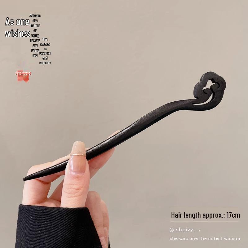 High-End Chinese Wooden Hairpin with Tassels – Ancient Style Ebony Faux for Women